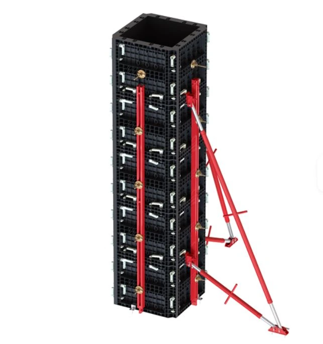 تم تركيب قالب العمود البلاستيكي وتم وضع القوالب والدعائم